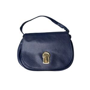 Rampage Navy Blue Crossbody Shoulder Bag Gold Hardware Faux Leather Party